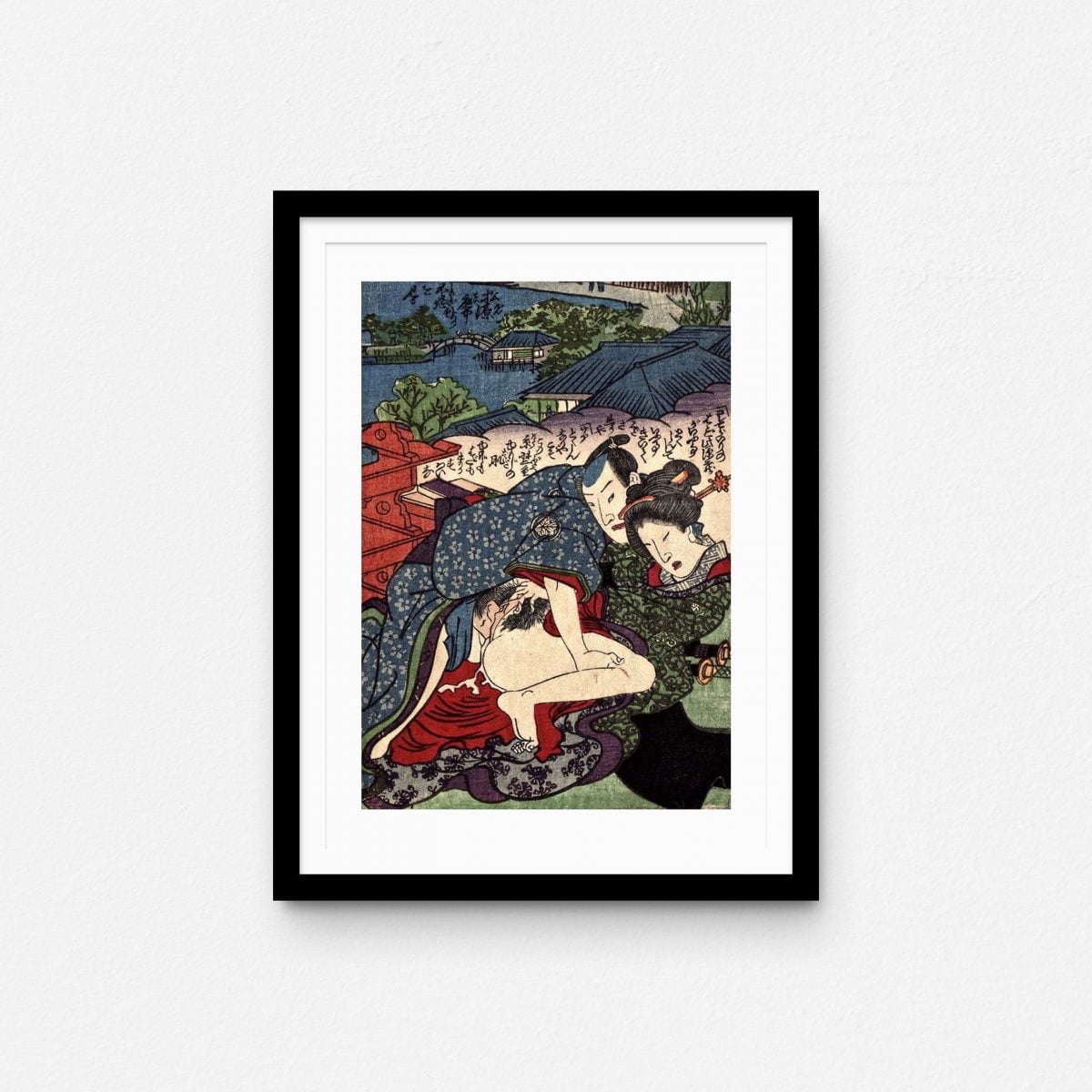 bliss-on-a-roof-shunga-japanese-erotica-prints-frame