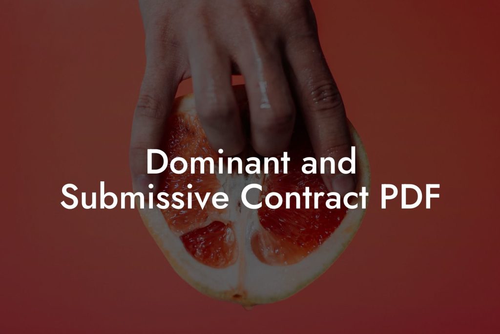 Dominant and Submissive Contract PDF
