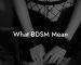 What BDSM Mean