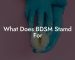 What Does BDSM Stamd For